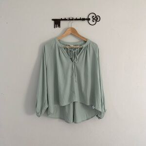 A New Day linen blend light green high-low peasant blouse size XS